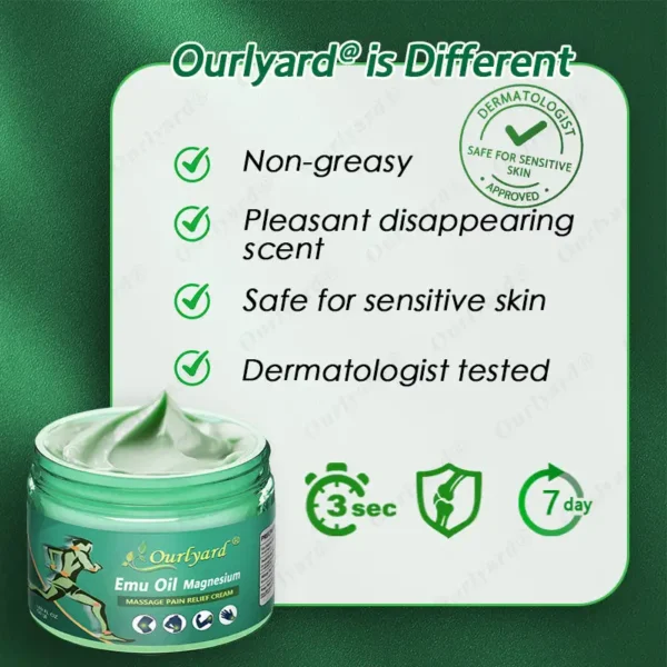 ✅FDA Approved|Ourlyard® Advanced Magnesium & Emu Oil Massage Pain Relief Cream (🏅The Ultimate Solution for Muscle Aches, Arthritis, Joint Pain, Nerve Pain, Inflammation, and Stiffness)