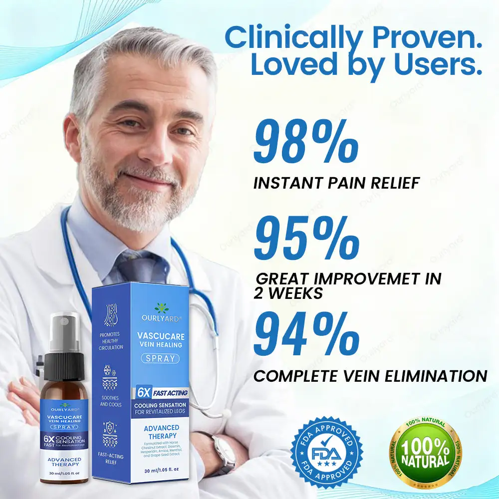 ✨Ourlyard® VascuCare Vein Healing Spray(Designed for Varicose veins, Spider veins, Deep vein Thrombosis, Chronic venous insufficiency, Venous ulcers, Thrombophlebitis and other venous issues)
