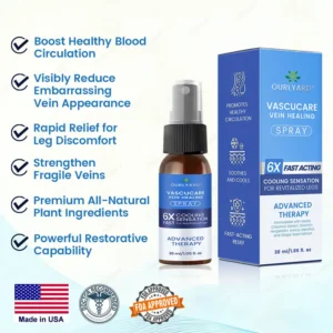 ✨Ourlyard® VascuCare Vein Healing Spray(Designed for Varicose veins, Spider veins, Deep vein Thrombosis, Chronic venous insufficiency, Venous ulcers, Thrombophlebitis and other venous issues)