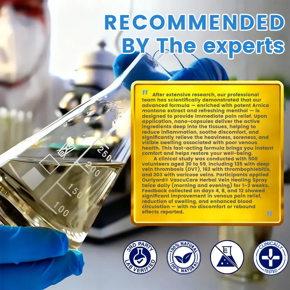 ✨Ourlyard® VascuCare Vein Healing Spray(Designed for Varicose veins, Spider veins, Deep vein Thrombosis, Chronic venous insufficiency, Venous ulcers, Thrombophlebitis and other venous issues)